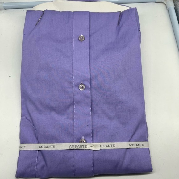 NEW ASSANTE men’s classic fit light lavender dress shirt size 21 4/5 sty… - Picture 7 of 13